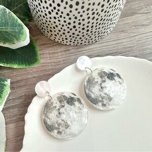 2/$30🌵 Full Moon Acrylic Earrings Night Sky Outer Space Jewelry Gift NEW